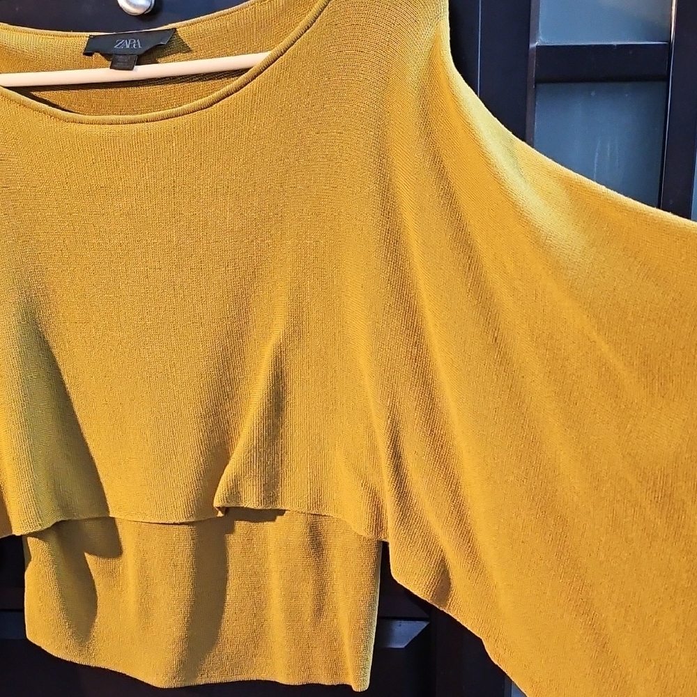 Zara Golden Yellow Draped Blouse - Picture 4 of 4